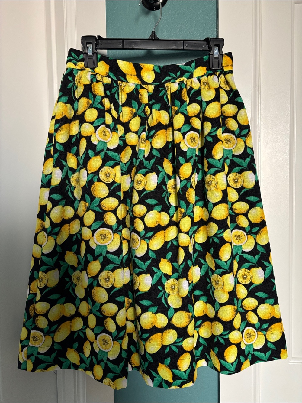 Black Lemon-Print Circle Skirt